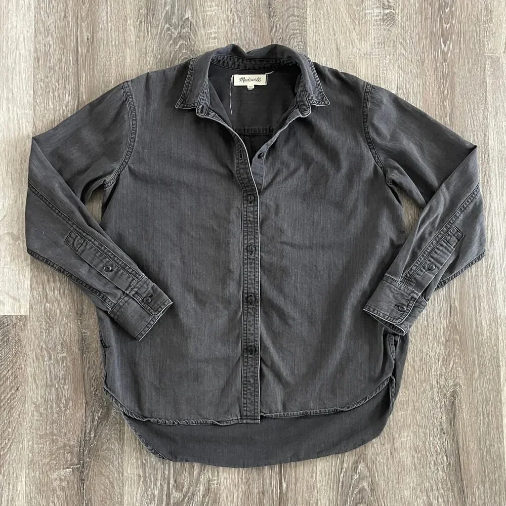 Madewell Denim Oversized Ex-Boyfriend Shirt - Size: XXS - Picture 4 of 5